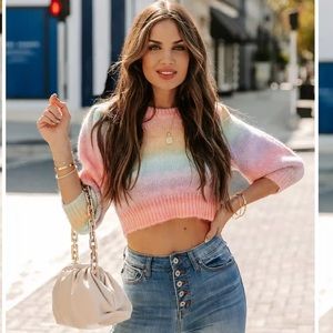 NWT Vici Collection Like a Rainbow Crop Knit Sweater Medium 🌈